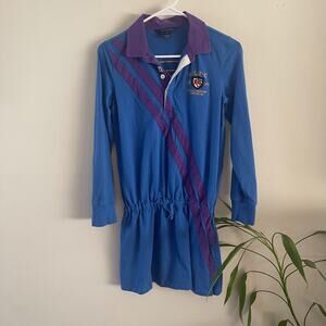 Ralph Lauren Girls Rugby Dress XL 16 Blue Preppy Long Sleeve RLFC No.7 Casual